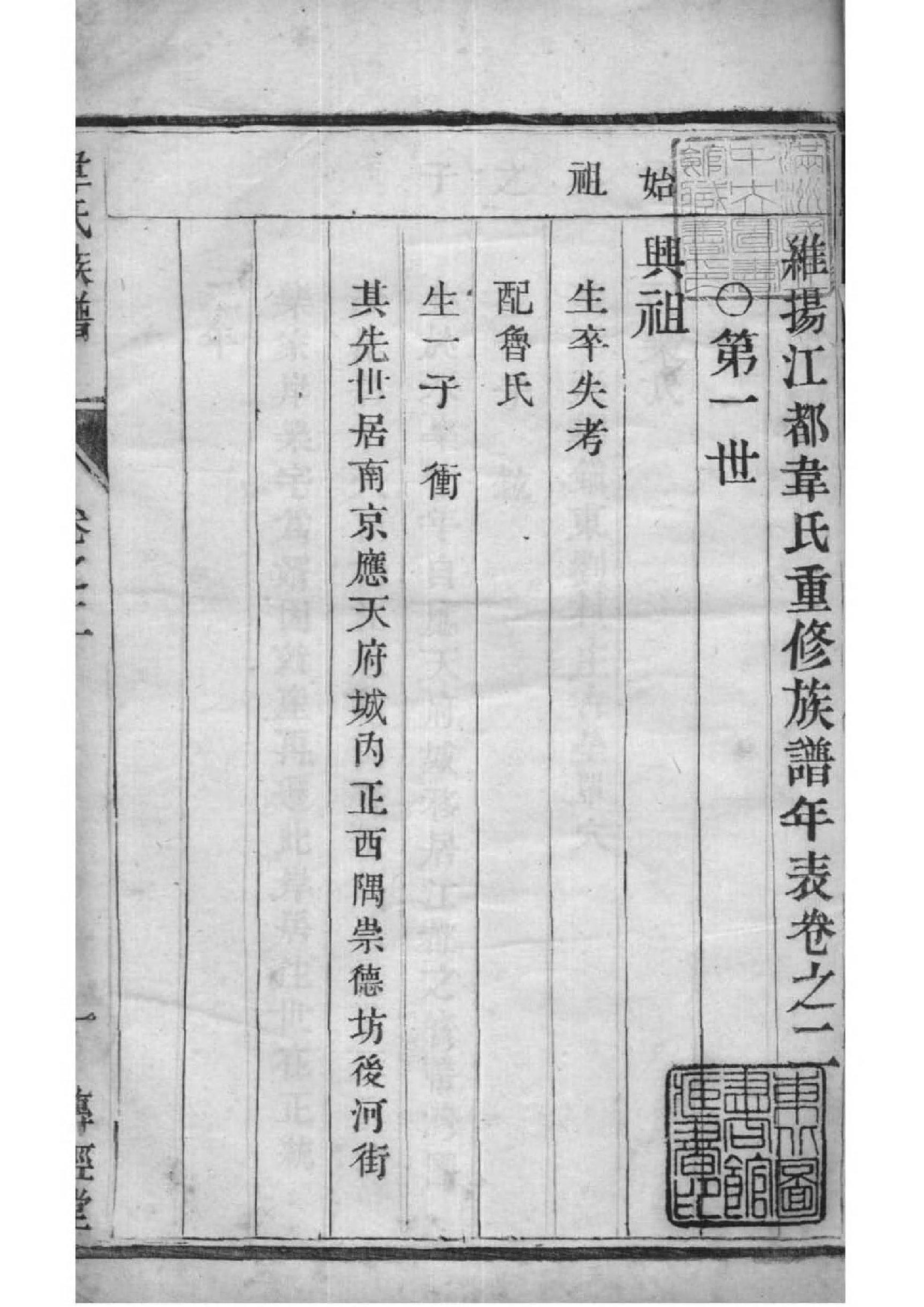 2104[江苏扬州]韦氏宗谱_002_第1页