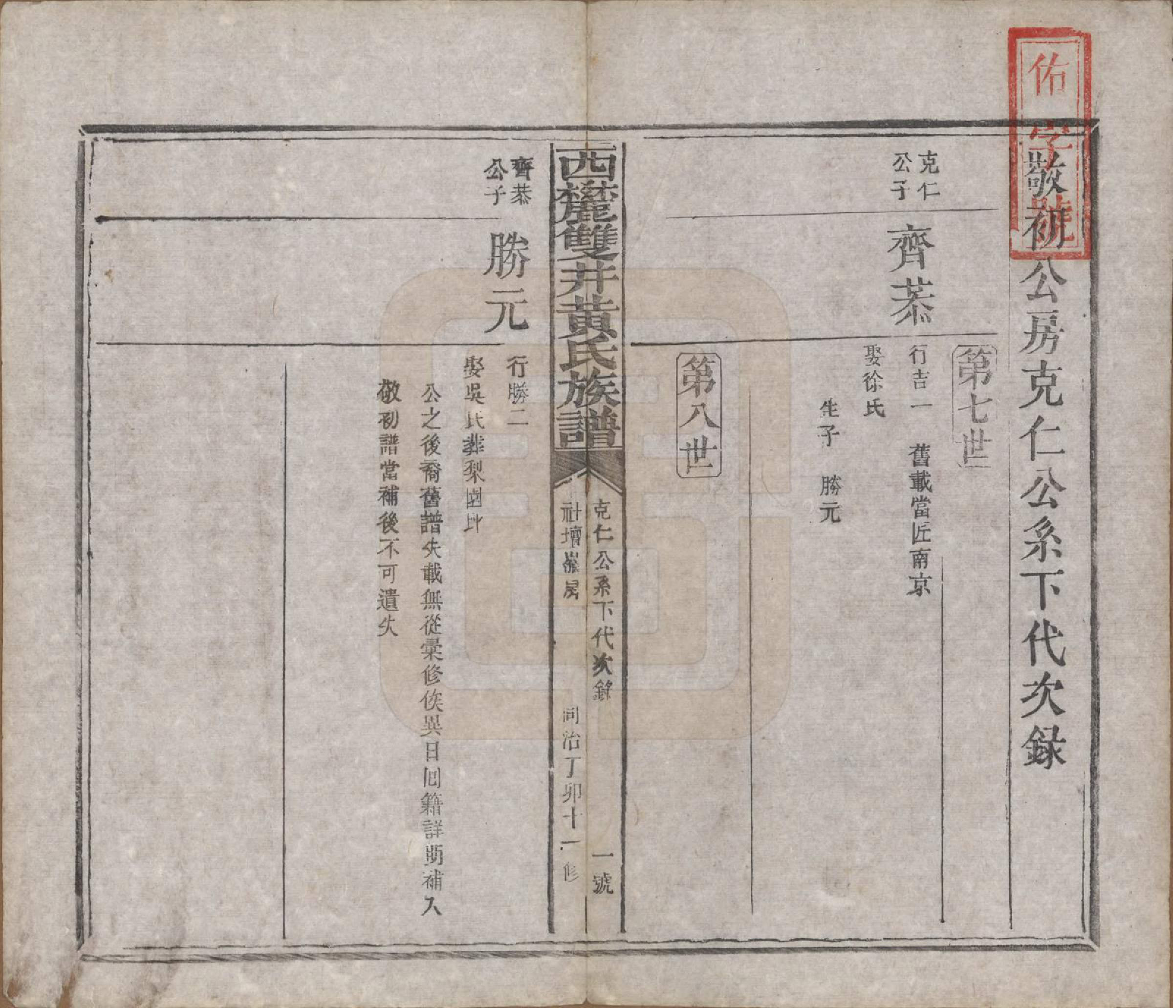 GTJP0641.黄.中国.西麓双井黄氏十一修族谱十六卷.清同治十二年（1873）_015.pdf_第2页