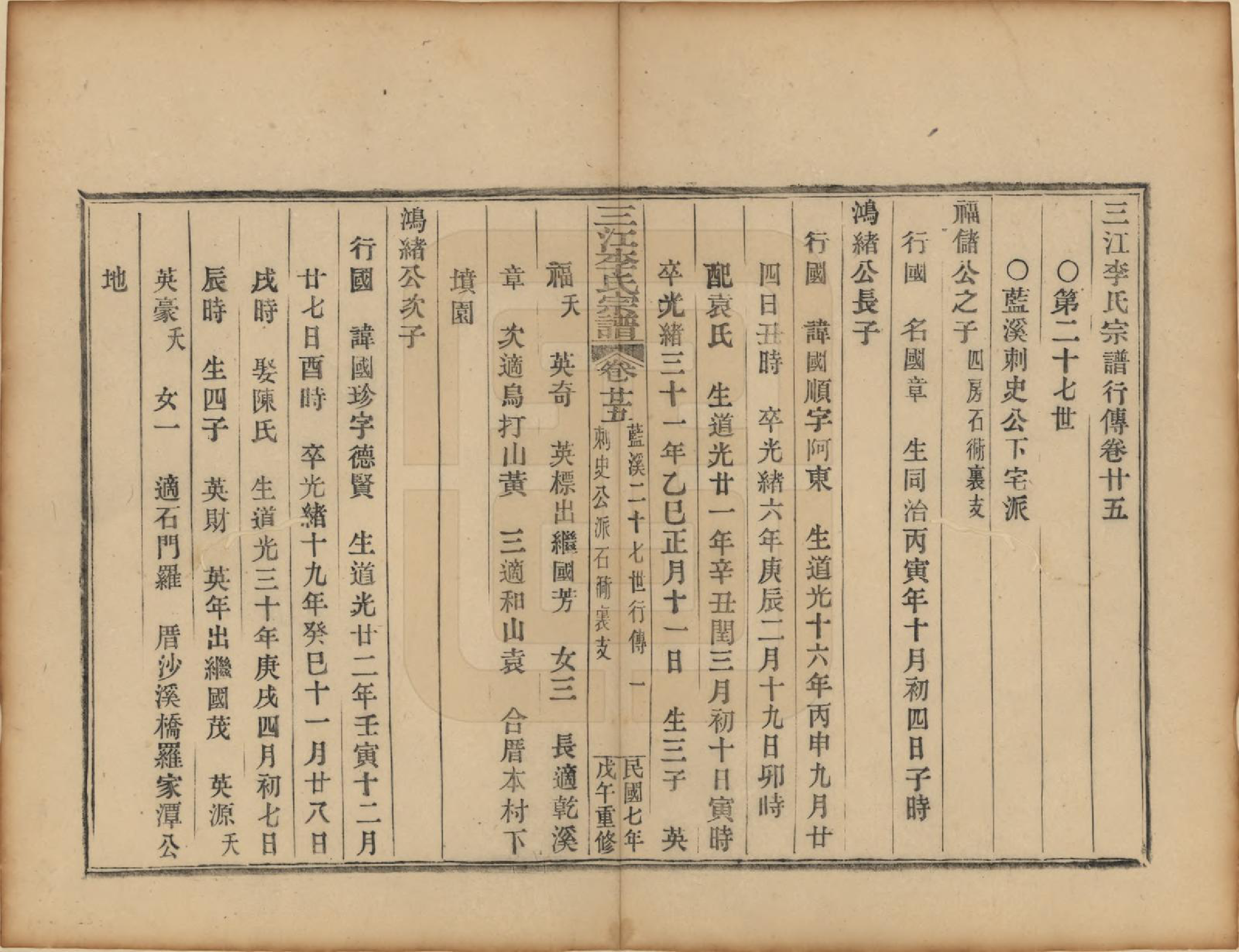 GTJP0818.李.浙江.三江李氏宗谱三十二卷首一卷末一卷.民国七年（1918）_025.pdf_第1页