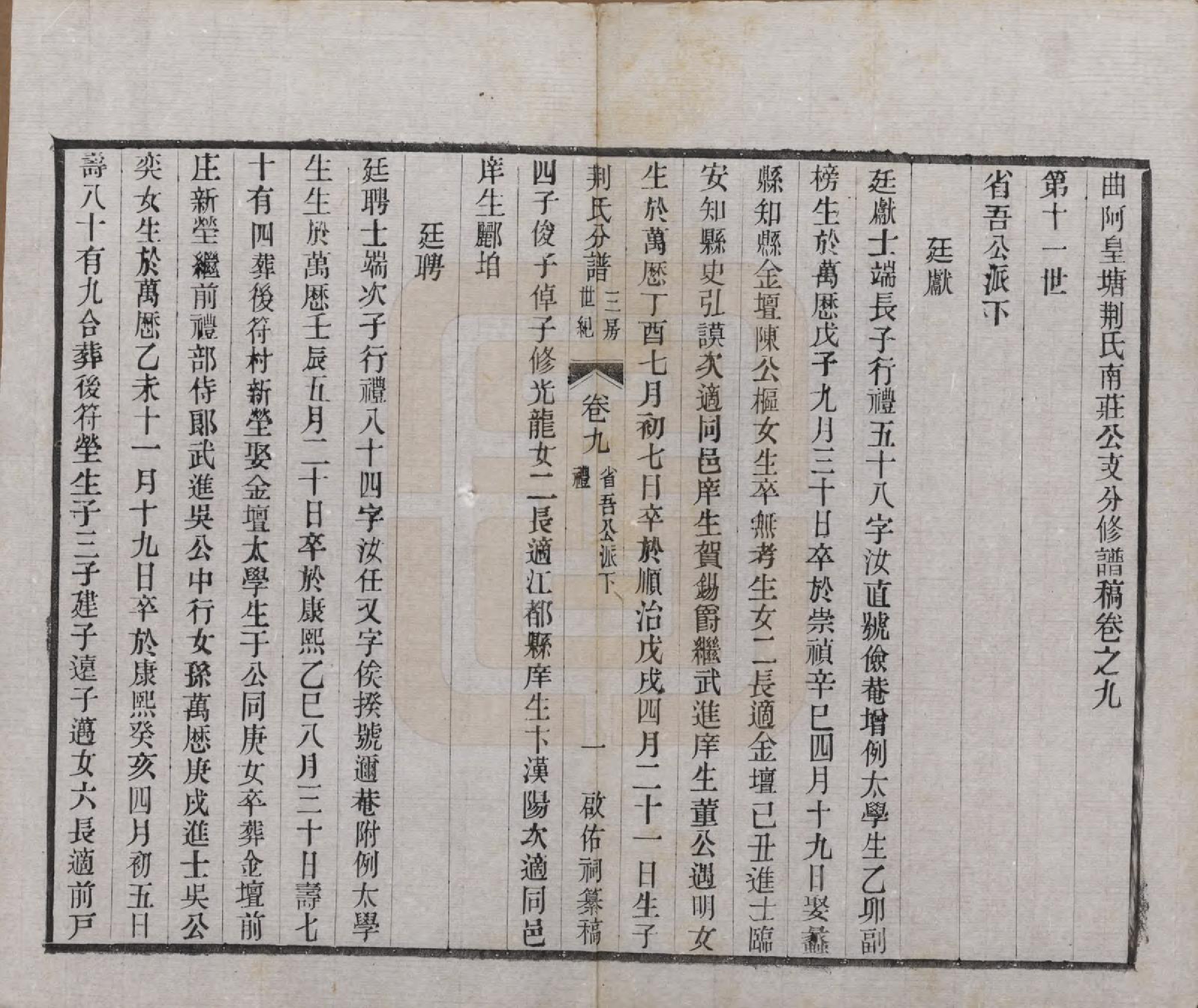 GTJP0733.荆.江苏丹阳.曲阿皇塘荆氏南庄公支分修稿十六卷首一卷.民国三十七年（1948）_009.pdf