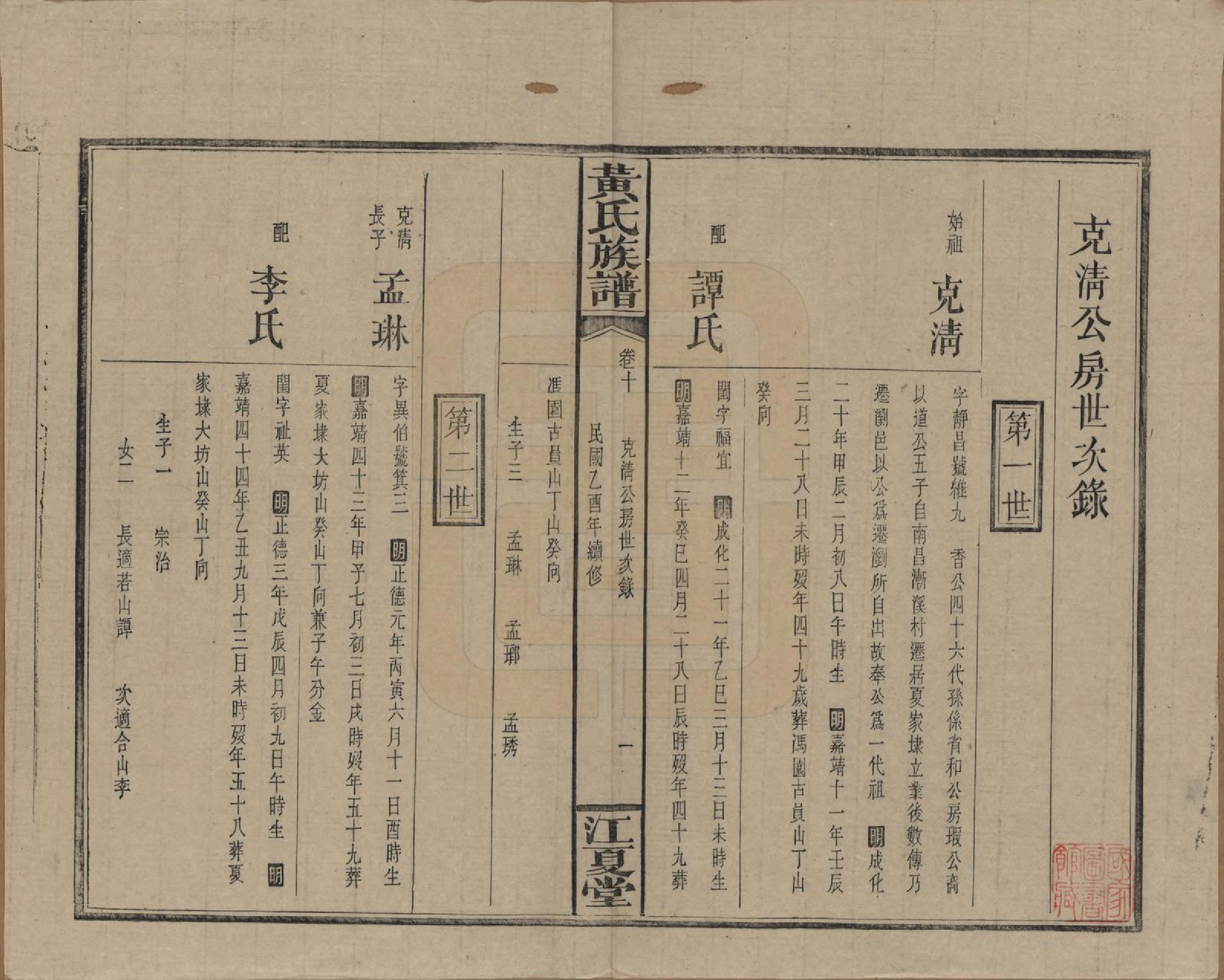 GTJP0593.黄.湖南浏阳.黄氏族谱七十二卷卷首一卷.民国三十四年（1945）_010.pdf_第1页