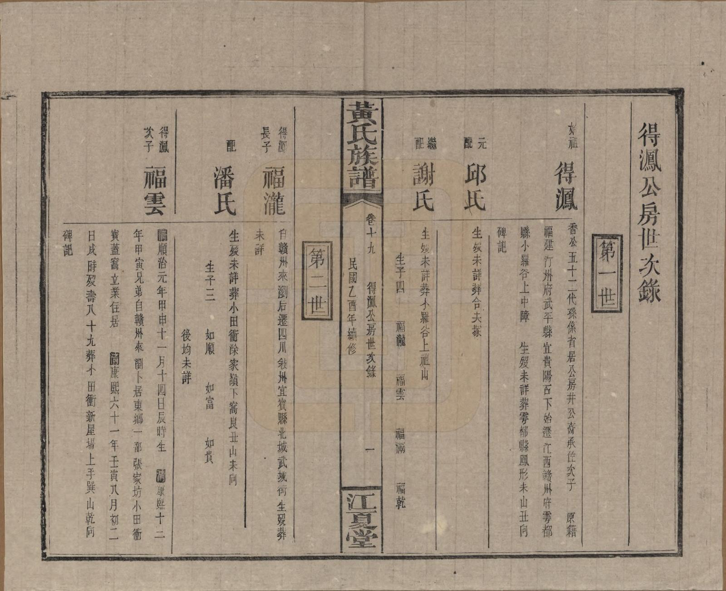 GTJP0593.黄.湖南浏阳.黄氏族谱七十二卷卷首一卷.民国三十四年（1945）_019.pdf_第1页