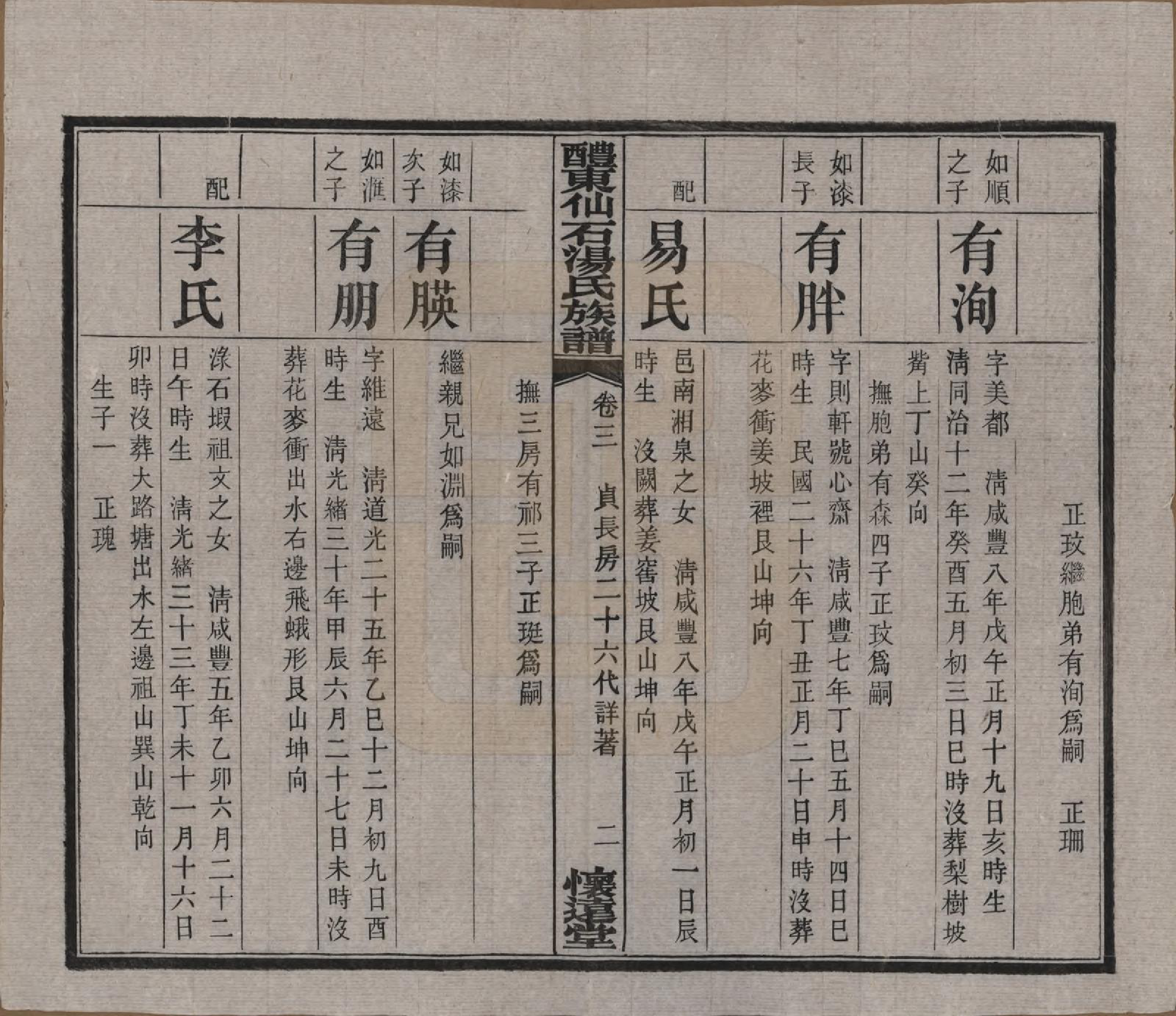 GTJP1383.汤.湖南醴陵.醴东仙石汤氏族谱元五卷亨六卷利一卷贞五卷卷首三卷卷末一卷.民国三十八年（1949）_403.pdf_第2页