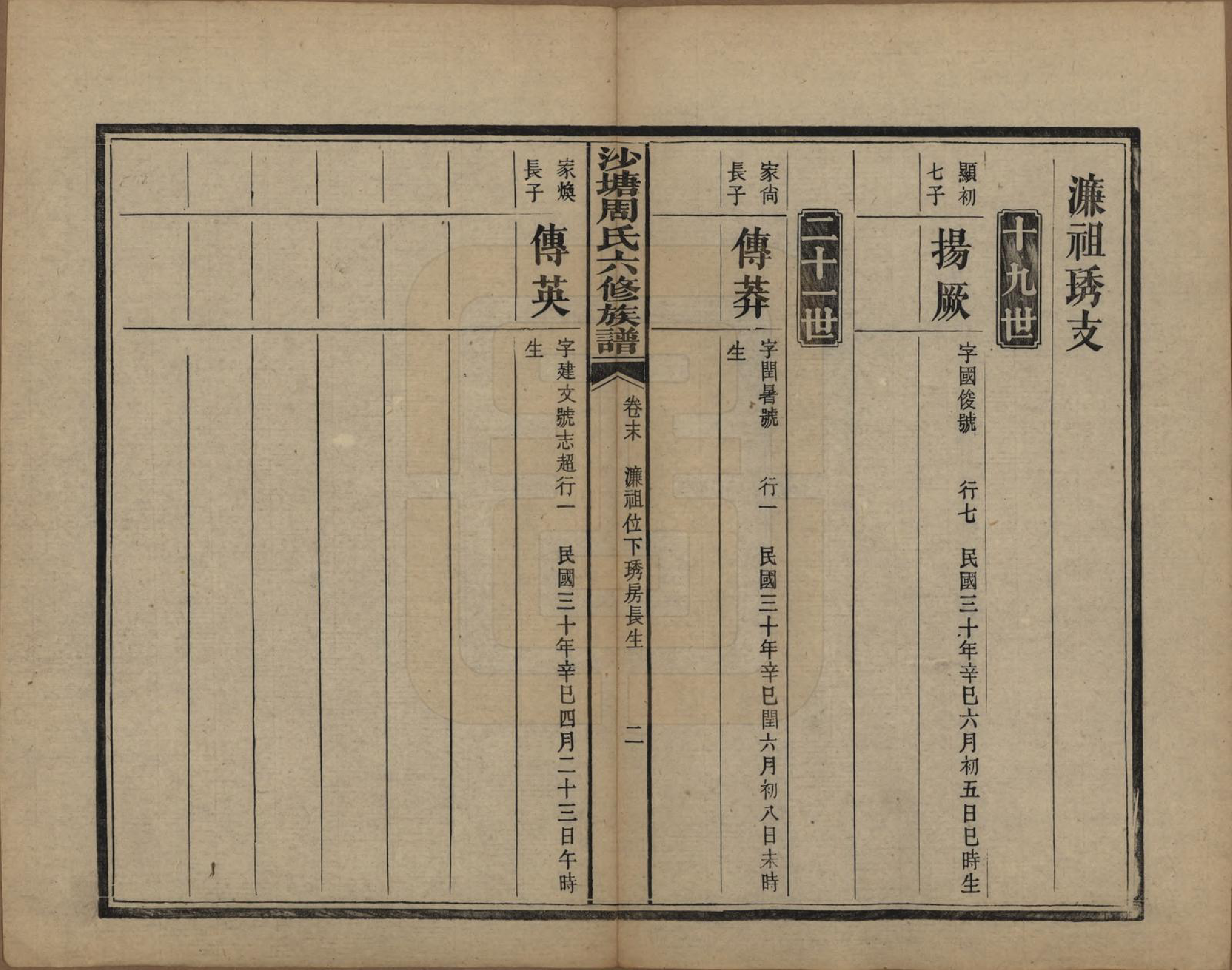 GTJP2302.周.湖南.中湘沙塘周氏六修族谱十二卷首一卷末一卷.民国三十年（1941）_013.pdf_第2页
