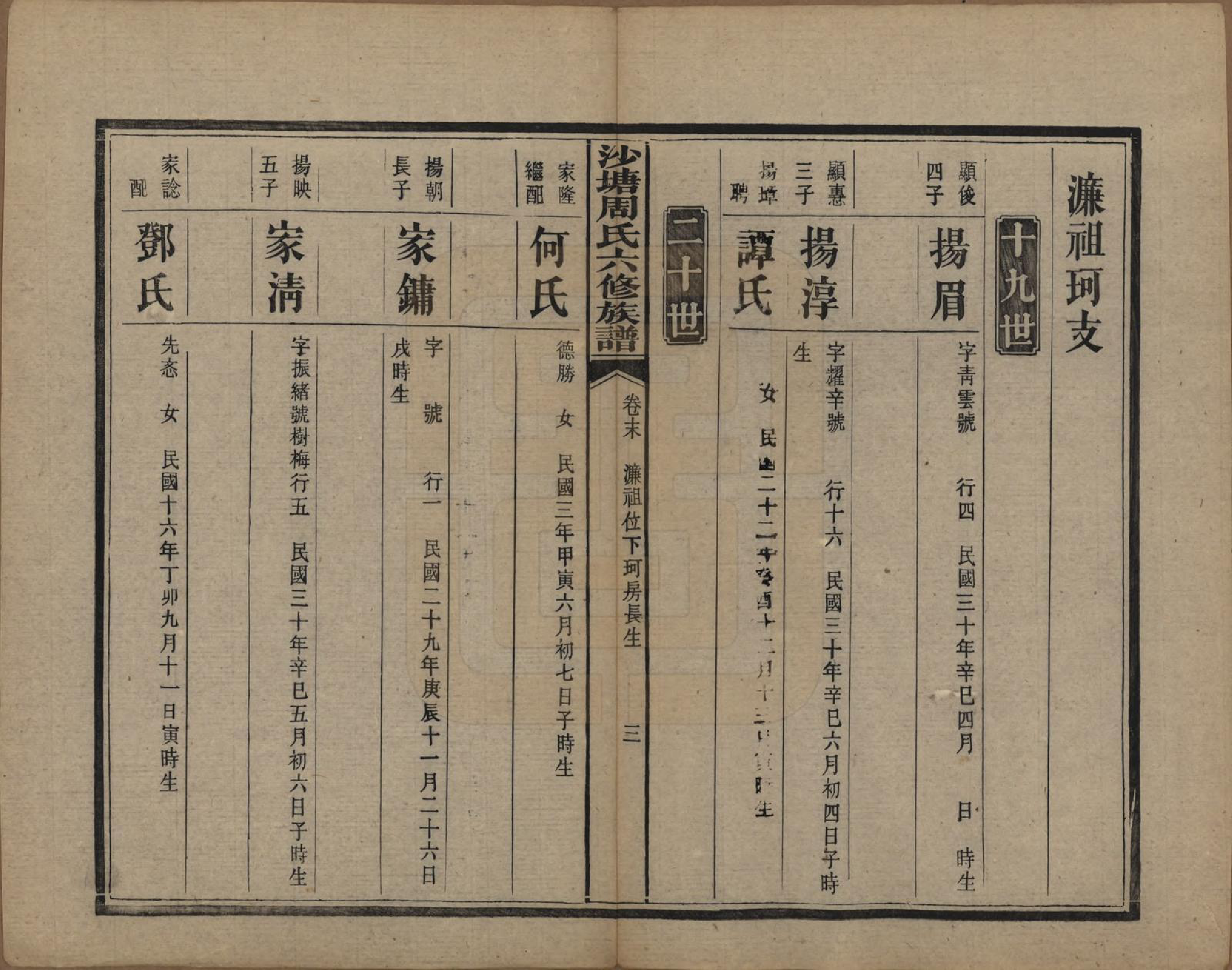 GTJP2302.周.湖南.中湘沙塘周氏六修族谱十二卷首一卷末一卷.民国三十年（1941）_013.pdf_第3页